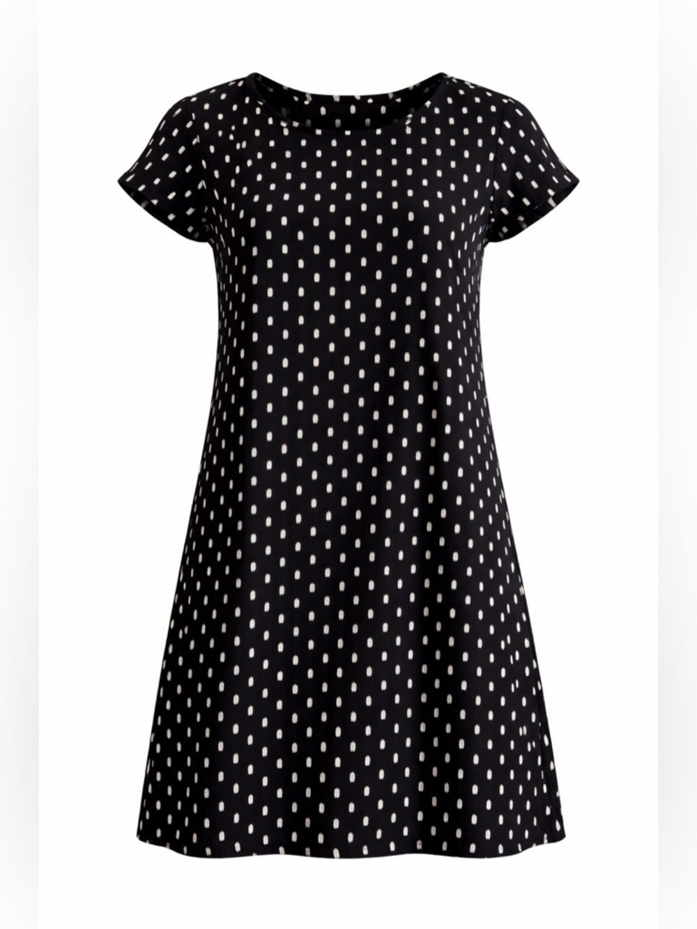 NWT J. Jill Wearever Collection Black Abstract Print Dress Size L Short Sleeve
